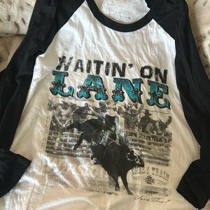 Waiting on lane baseball tee